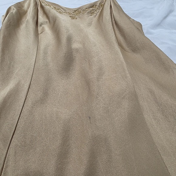Vintage Victorias Secret Silk Slip Dress Large Gold Floral Embroidered Coquette - Picture 5 of 8